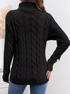 Cable Knit Turtleneck Long Sleeve Sweater (11)