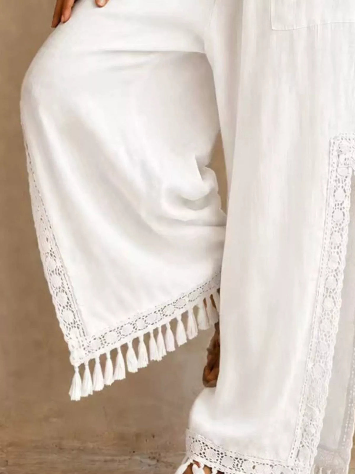 Lace Detail Slit Wide Leg Pants (6)