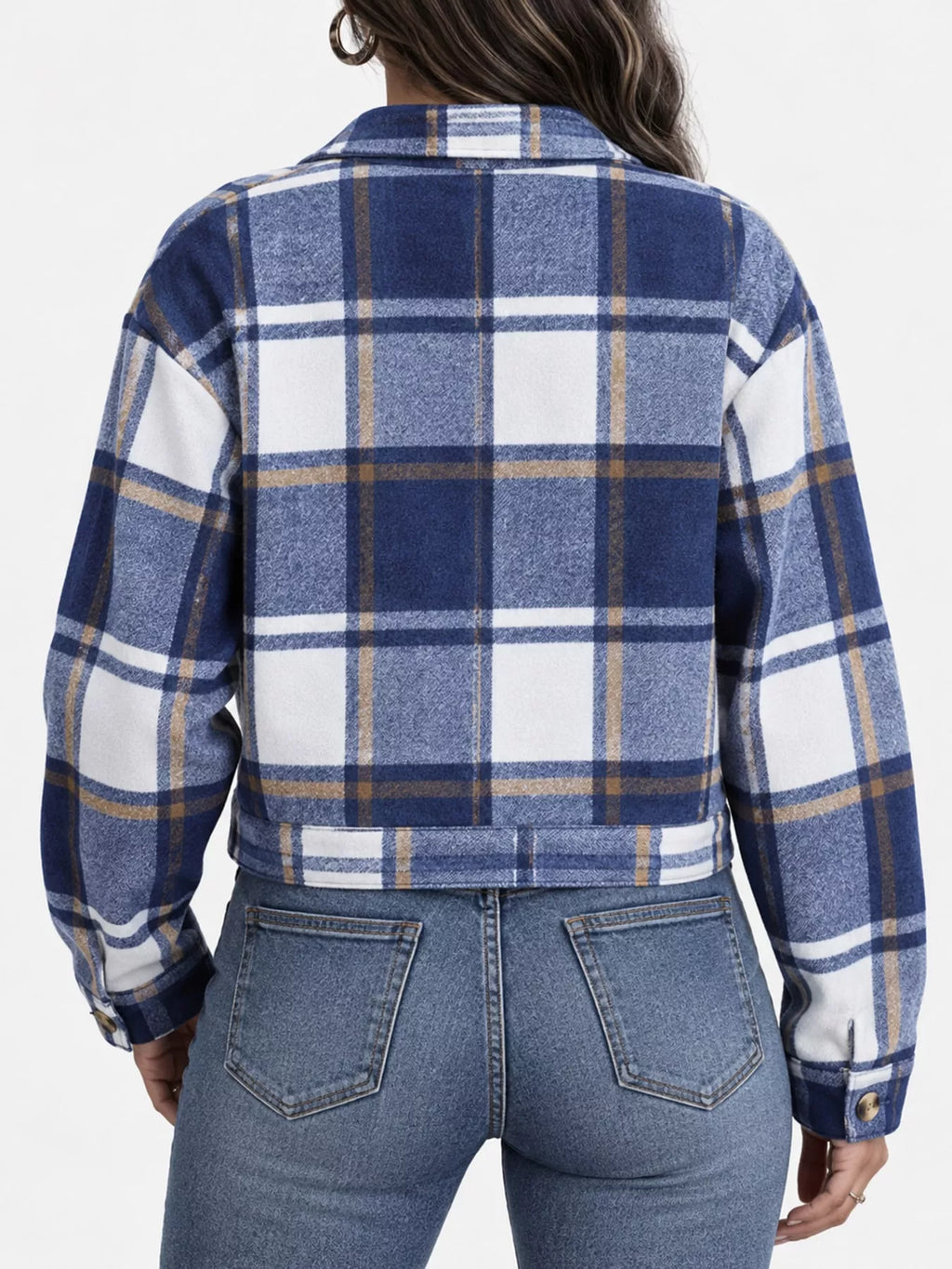 Plaid Button-front Cropped Jacket (40)
