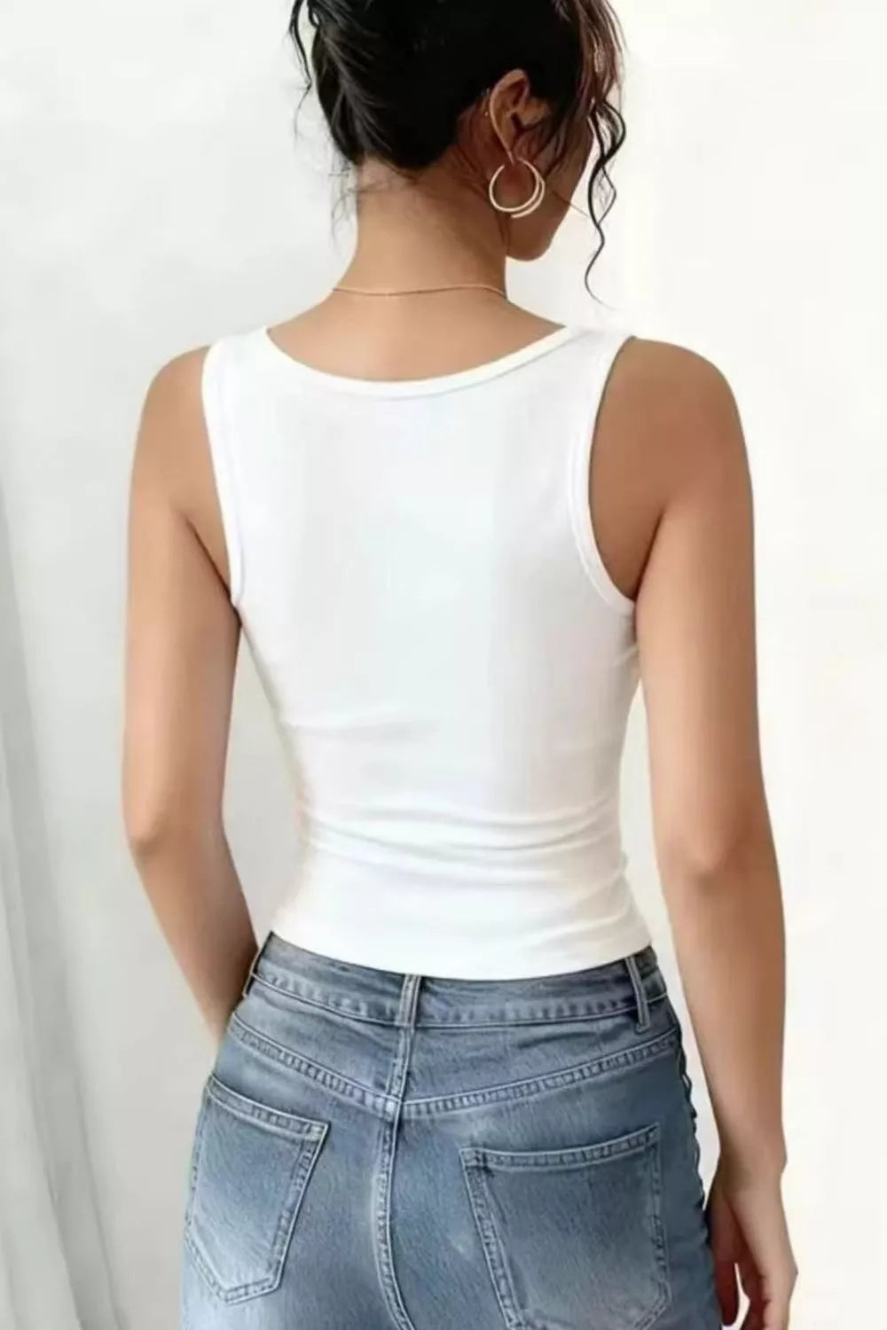 Lace Trim Fitted Tank Top (2)