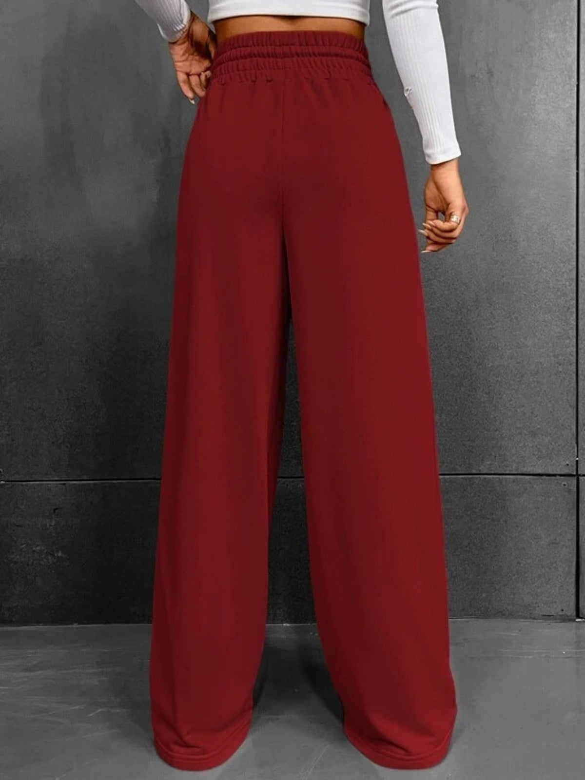 Wide Leg Drawstring Waist Pants (15)