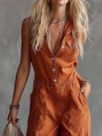 Sleeveless Button-down Wide-leg Jumpsuit (2)