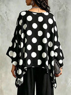 Polka Dot Asymmetrical Hem Blouse (8)