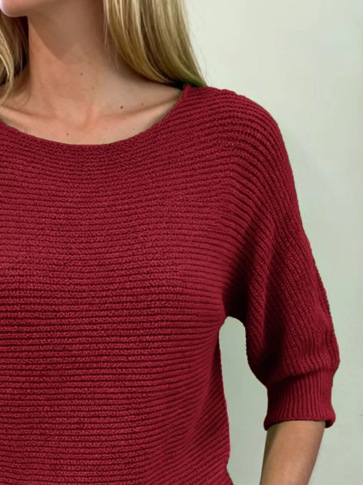Full Size Ribbed Knit Round Neck Sweater Plus (8)