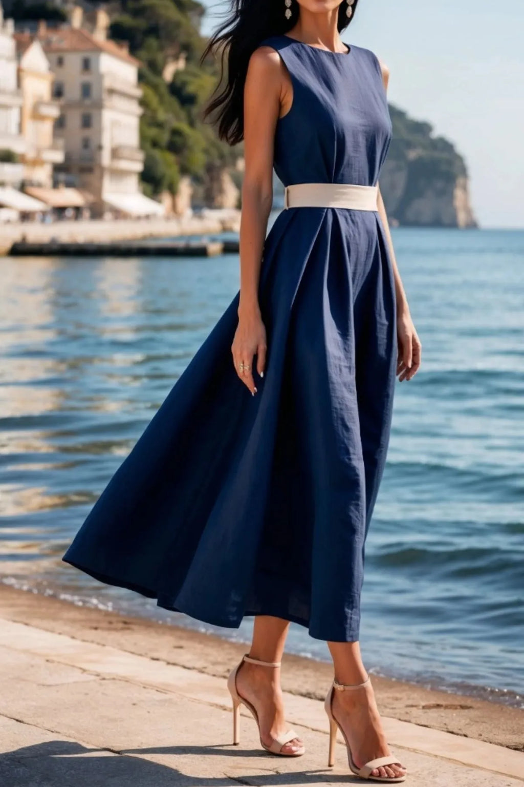 Round Neck Sleeveless Midi Dress (8)