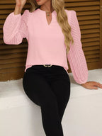 Notched Balloon Sleeve Blouse (27)