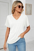 Ruched V-neck Short Sleeve T-shirt (6)