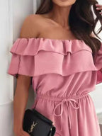 Off-shoulder Ruffled Wide Leg Jumpsuit (9)