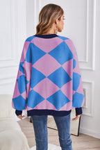 Geometric Lantern Sleeve Cardigan Pockets (8)
