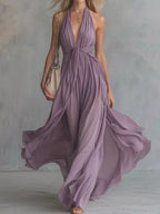 Crisscross Back Ruched Maxi Dress