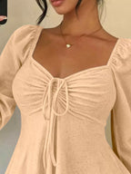 Ruched Sweetheart Neck Long Sleeve Top (11)