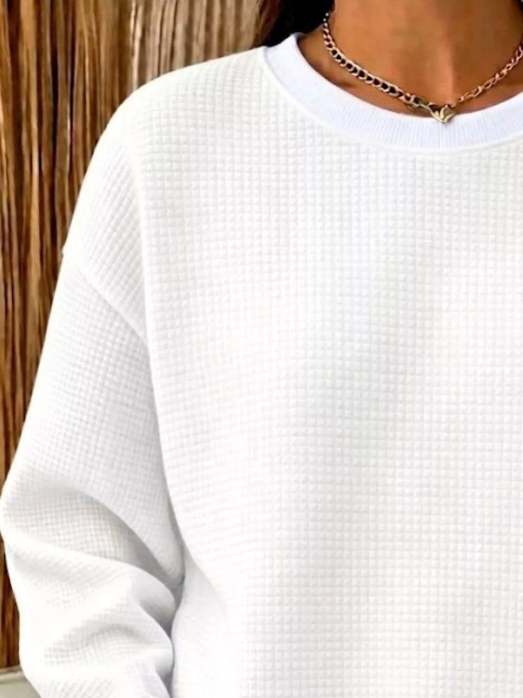 Full Size Waffle Knit Crewneck Sweatshirt Plus (6)