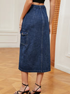 Button Down Midi Denim Skirt (2)