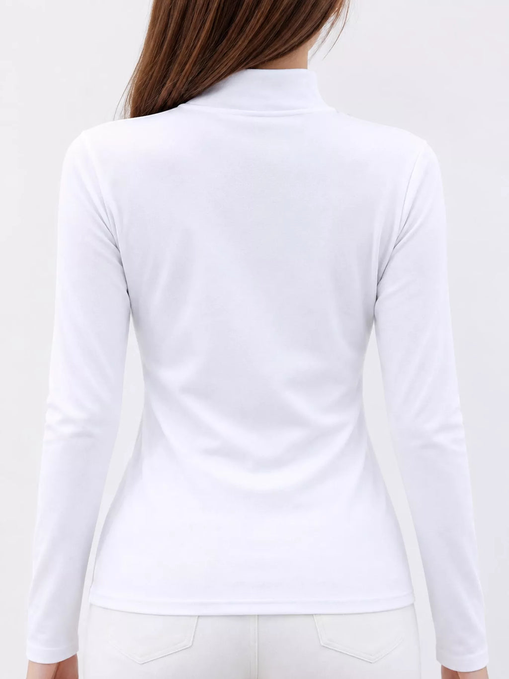 Full Size Slim-fit Mock Neck Long Sleeve Basic T-shirt Plus (3)