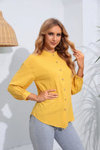 Mock Neck Buttoned Long Sleeve Shirt (11)