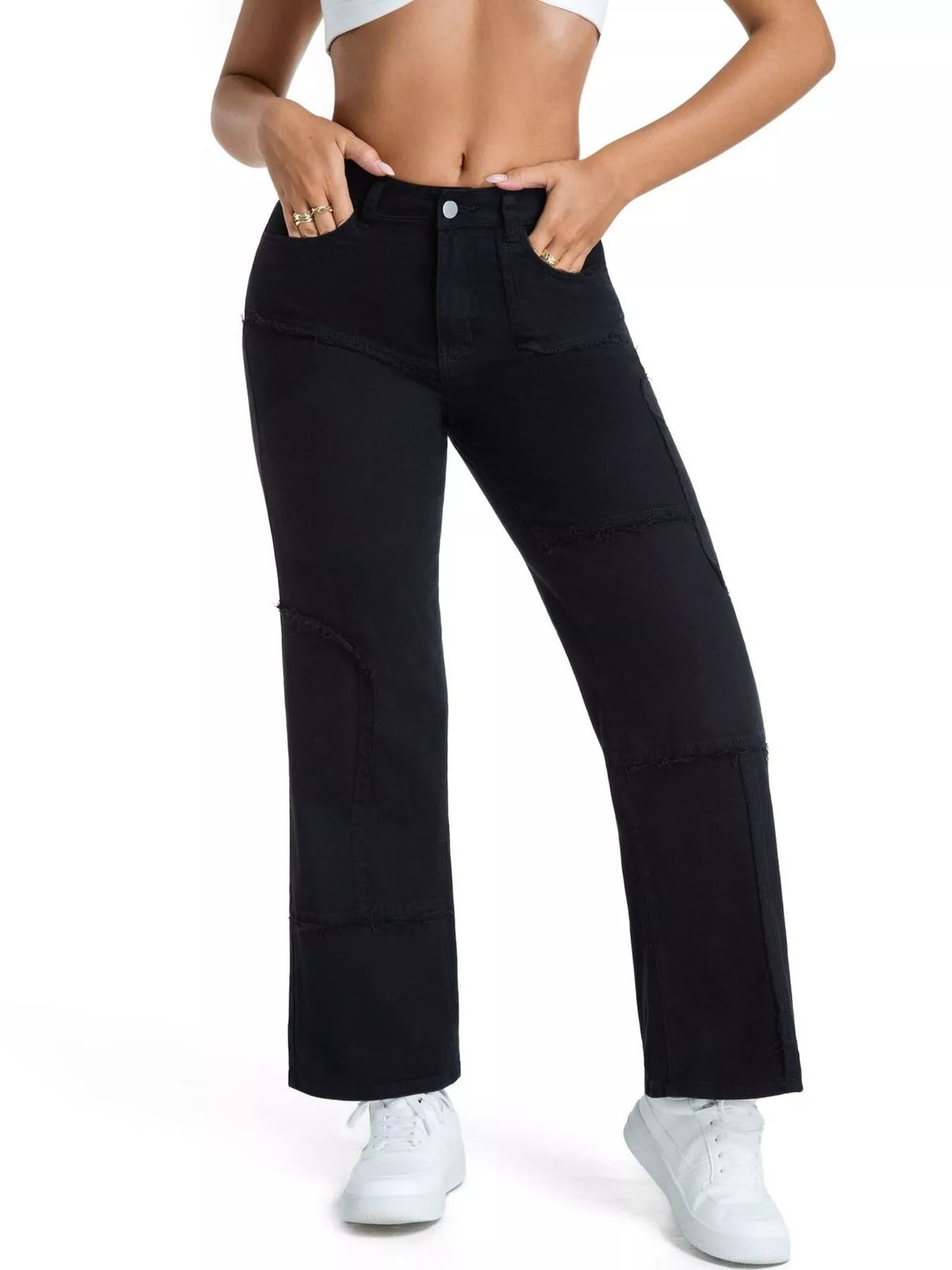 Frayed Edge Straight Leg Jeans (8)