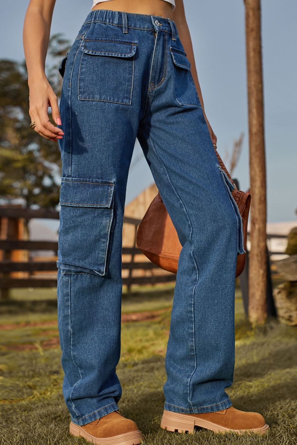Loose Fit Long Jeans Pockets
