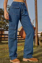 Loose Fit Long Jeans Pockets