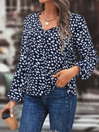 Printed Tie Neck Long Sleeve Blouse (8)