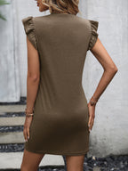 Round Neck Butterfly Sleeve Dress Pocket (2)