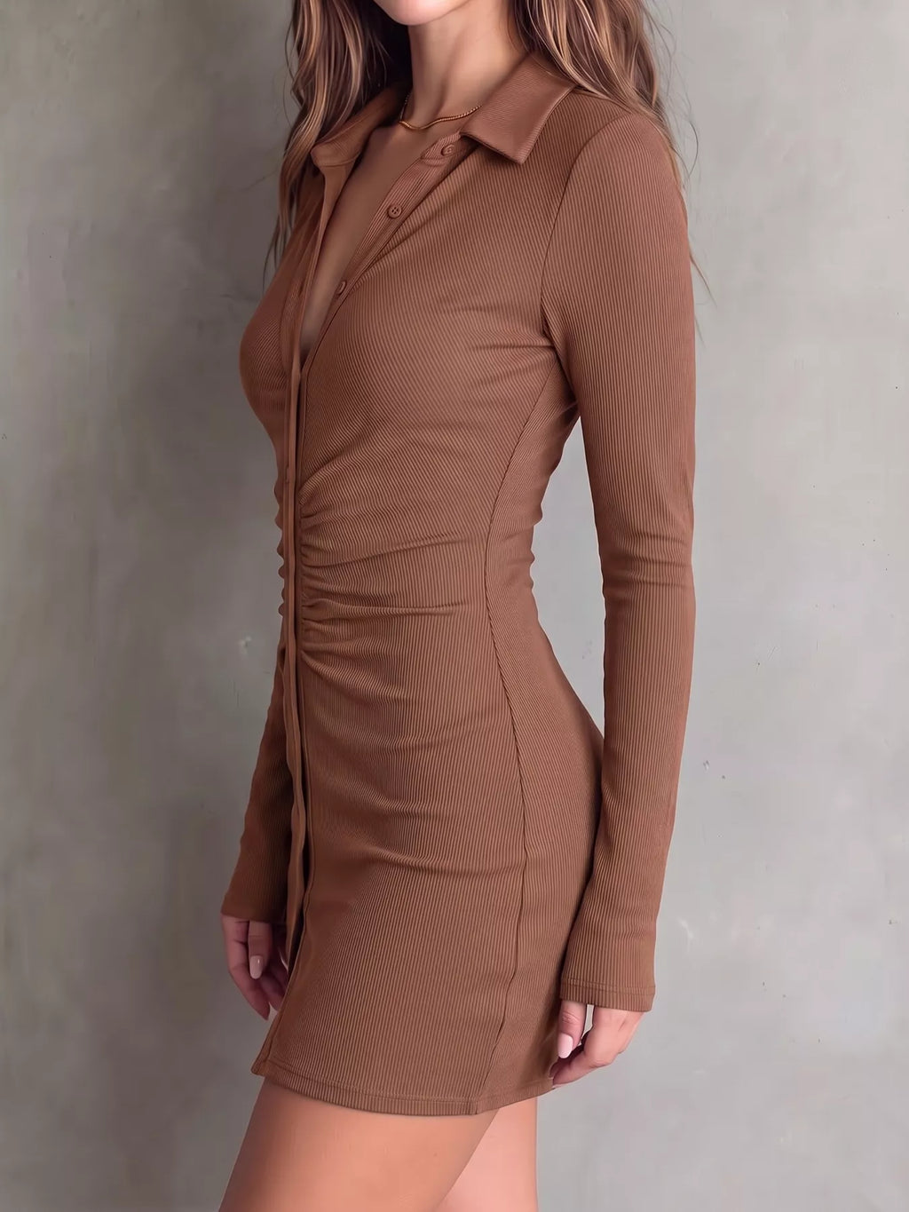Button-down Bodycon Mini Dress (16)
