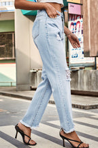 Distressed Buttoned Loose Fit Jeans (5)