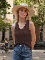 Cable-knit V-neck Knit Tank (14)