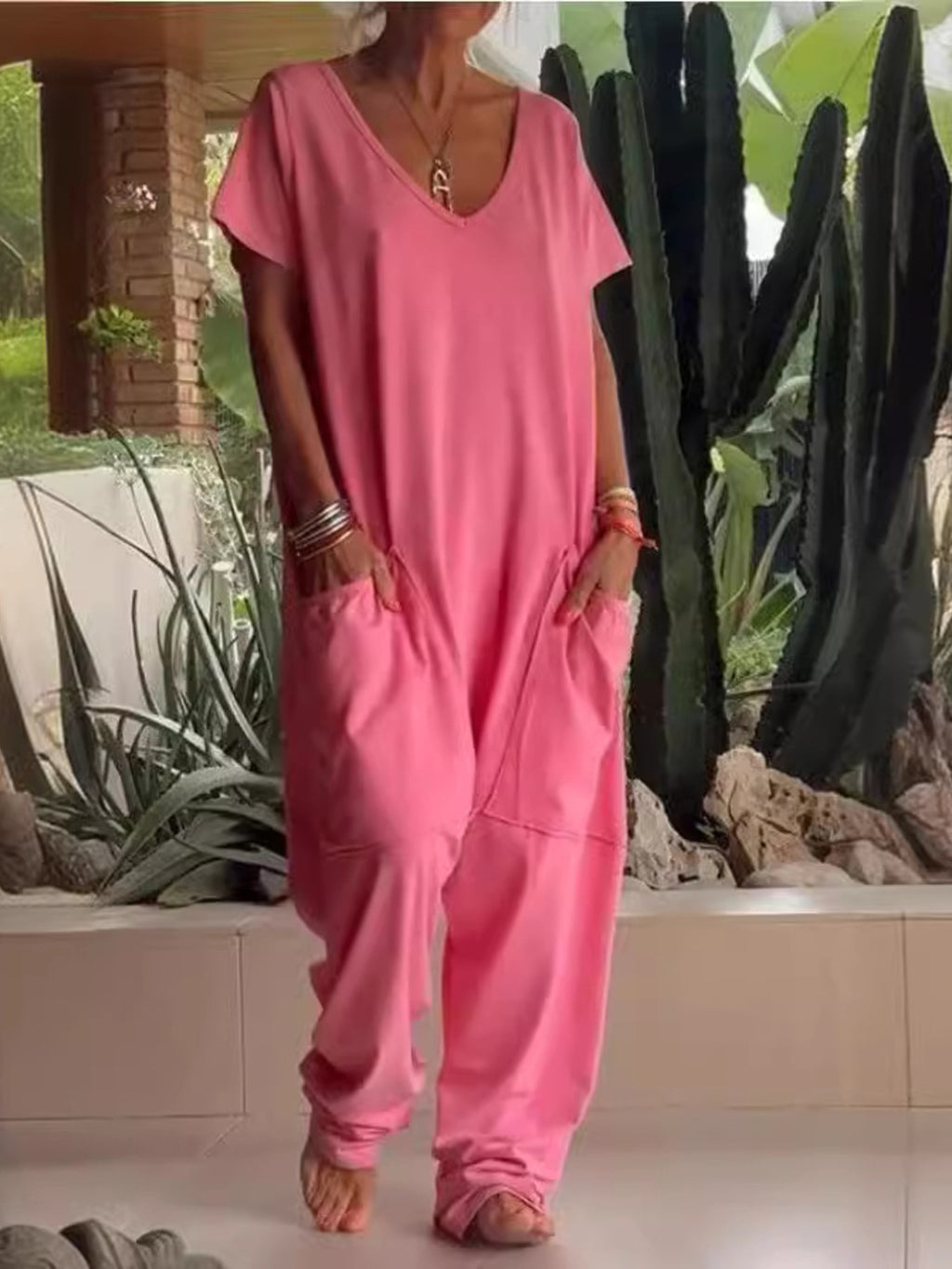 Loose V-neck Wide Leg Jumpsuit (12)
