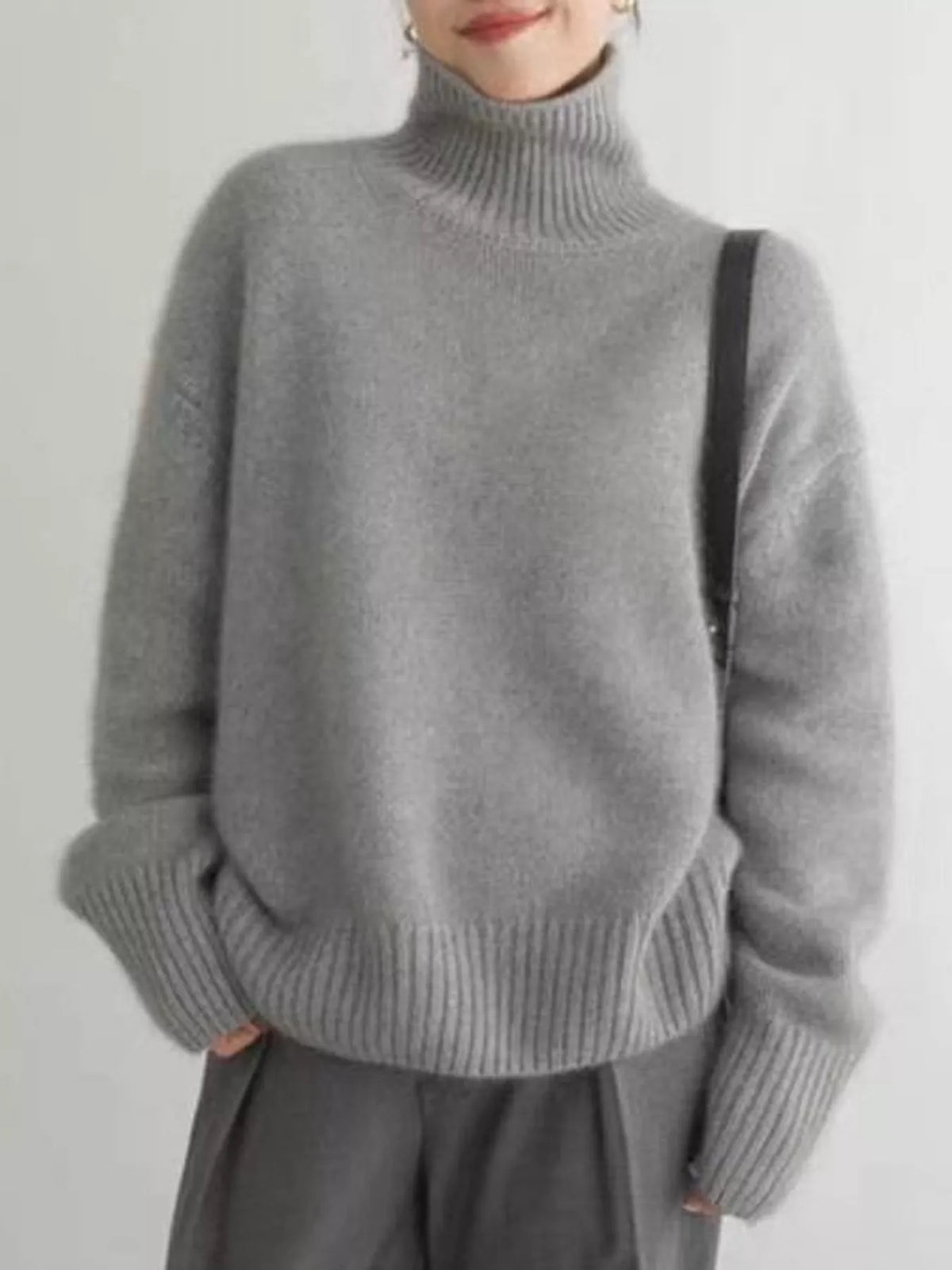 Turtleneck Dropped Shoulder Sweater (2)