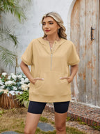 Half Zip Short Sleeve Hooded Top (9)