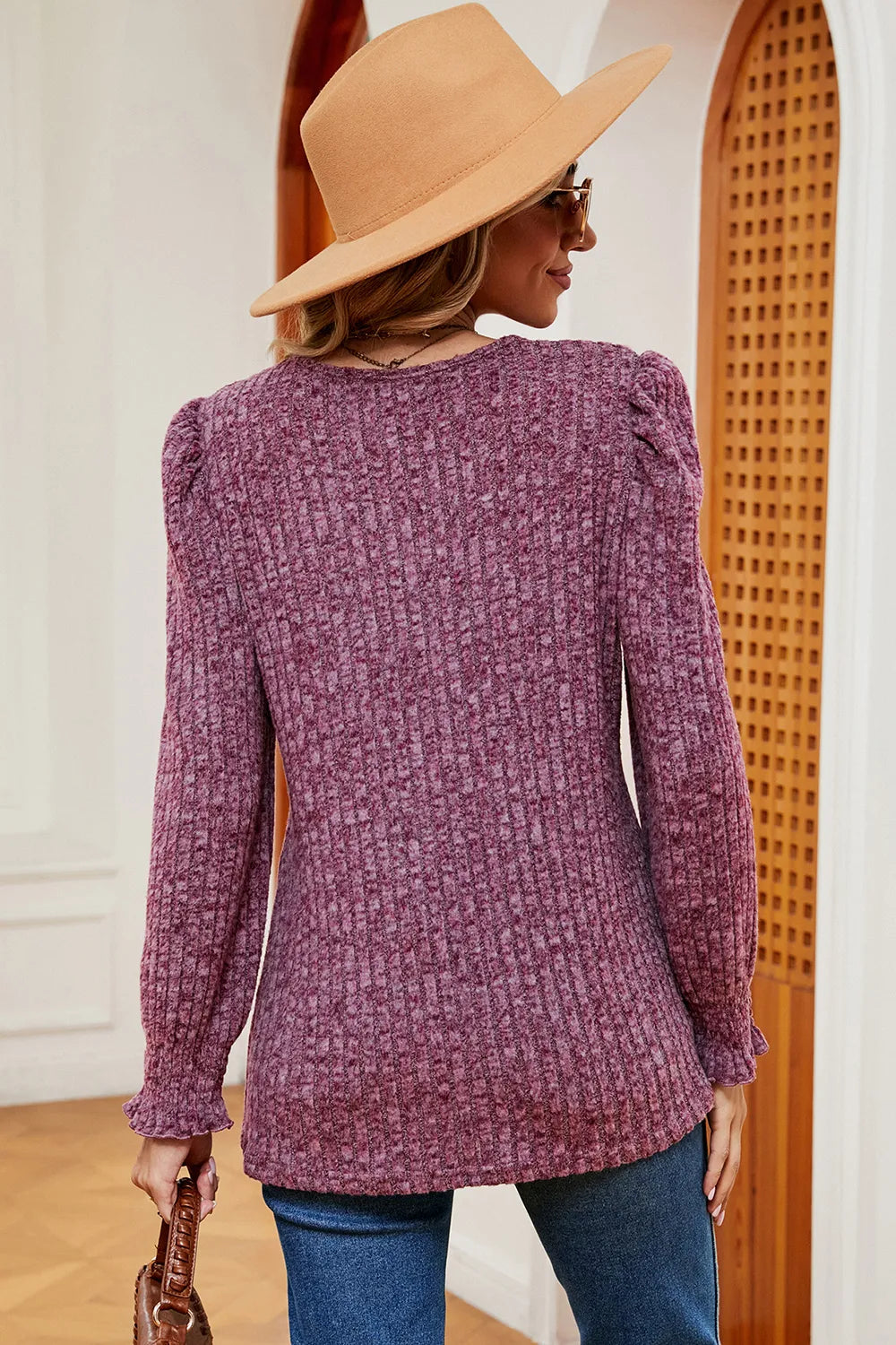 Square Neck Flounce Sleeve T-shirt (24)