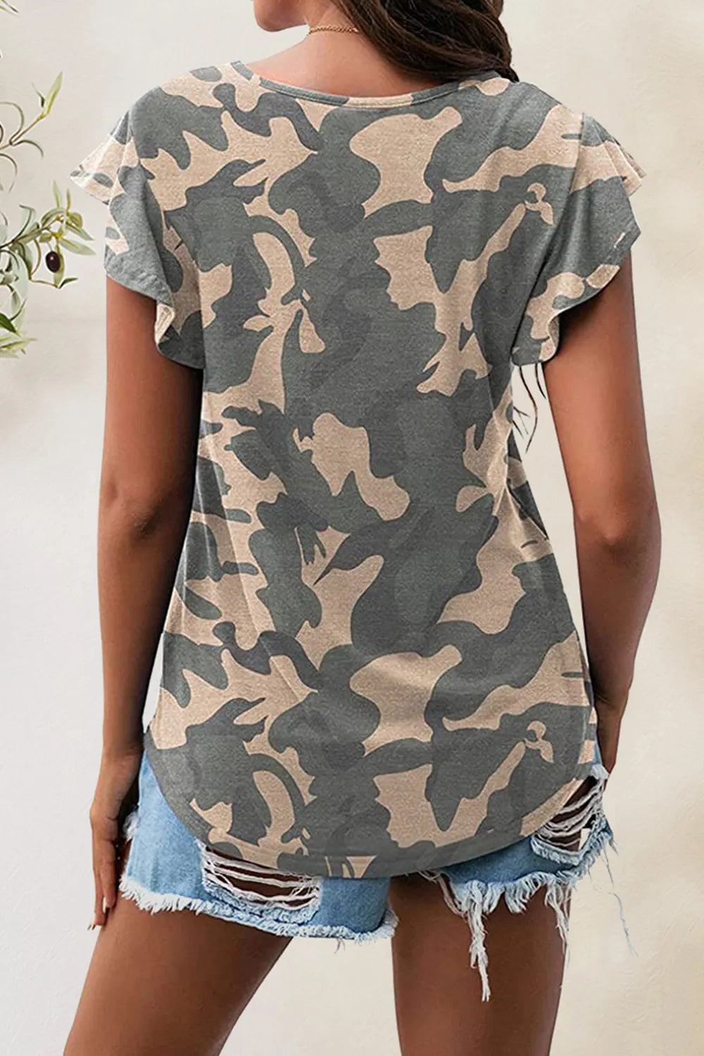 Printed Round Neck Short Sleeve T-shirt (27)