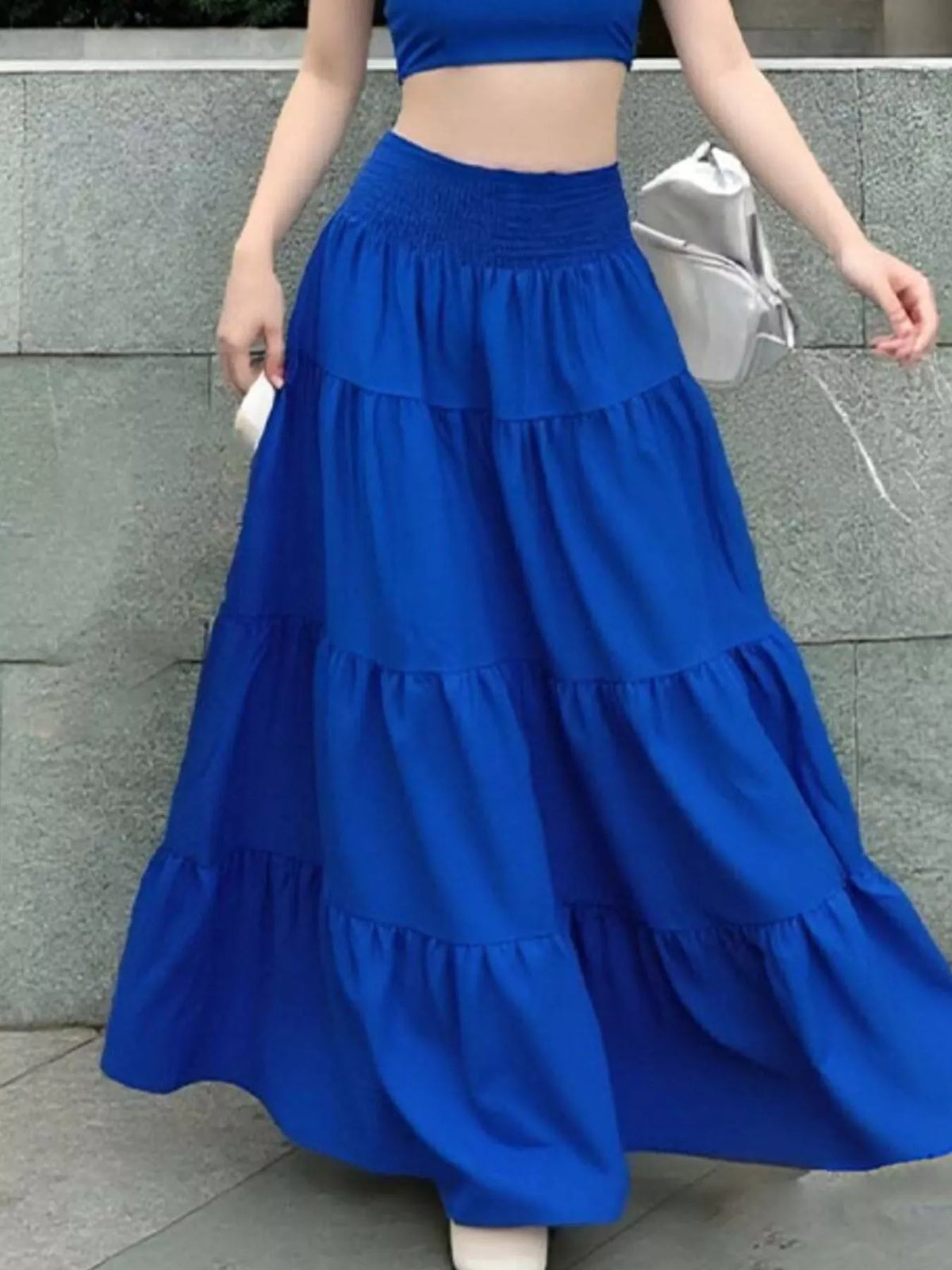 Crop Top Tiered Maxi Skirt Set (18)