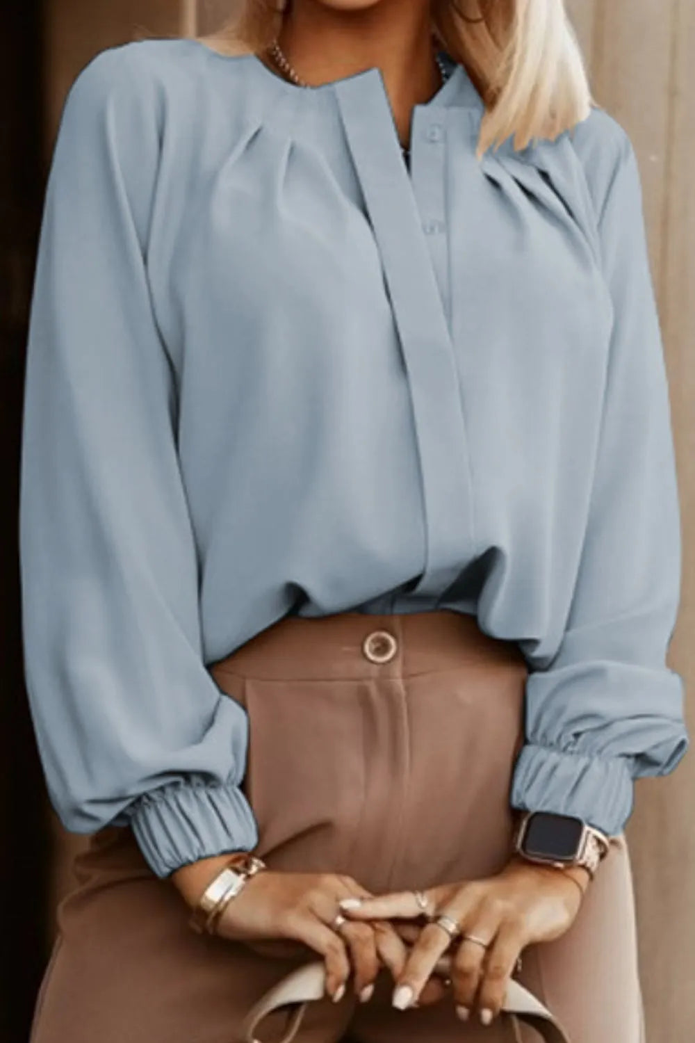 Button Up Round Neck Long Sleeve Shirt (20)