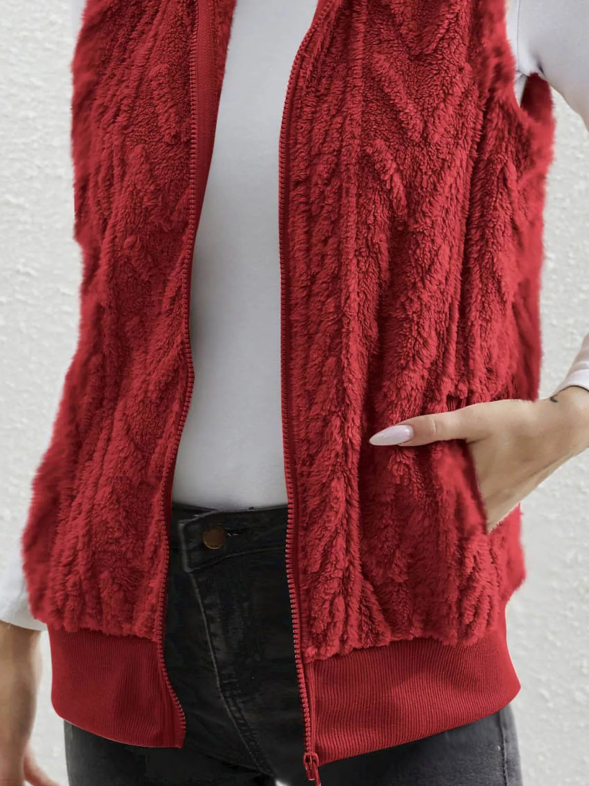 Full Size Cozy Faux Fur Zip-up Vest Coat Plus (18)