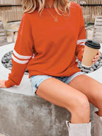 Stripe Round Neck Long Sleeve Sweatshirt (2)