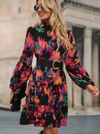 Printed Balloon Sleeve Mini Dress (3)