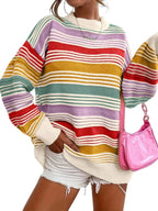 Striped Knit Long Sleeve Sweater (9)