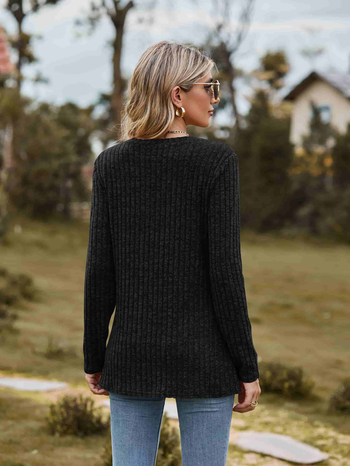 Ribbed Round Neck Long Sleeve Tee (24)
