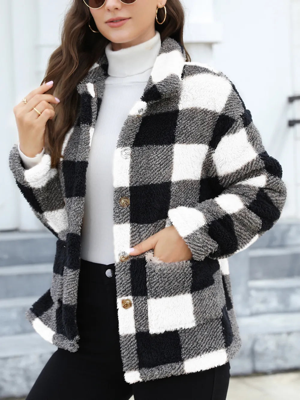 Button Up Drop Shoulder Fuzzy Jacket (18)