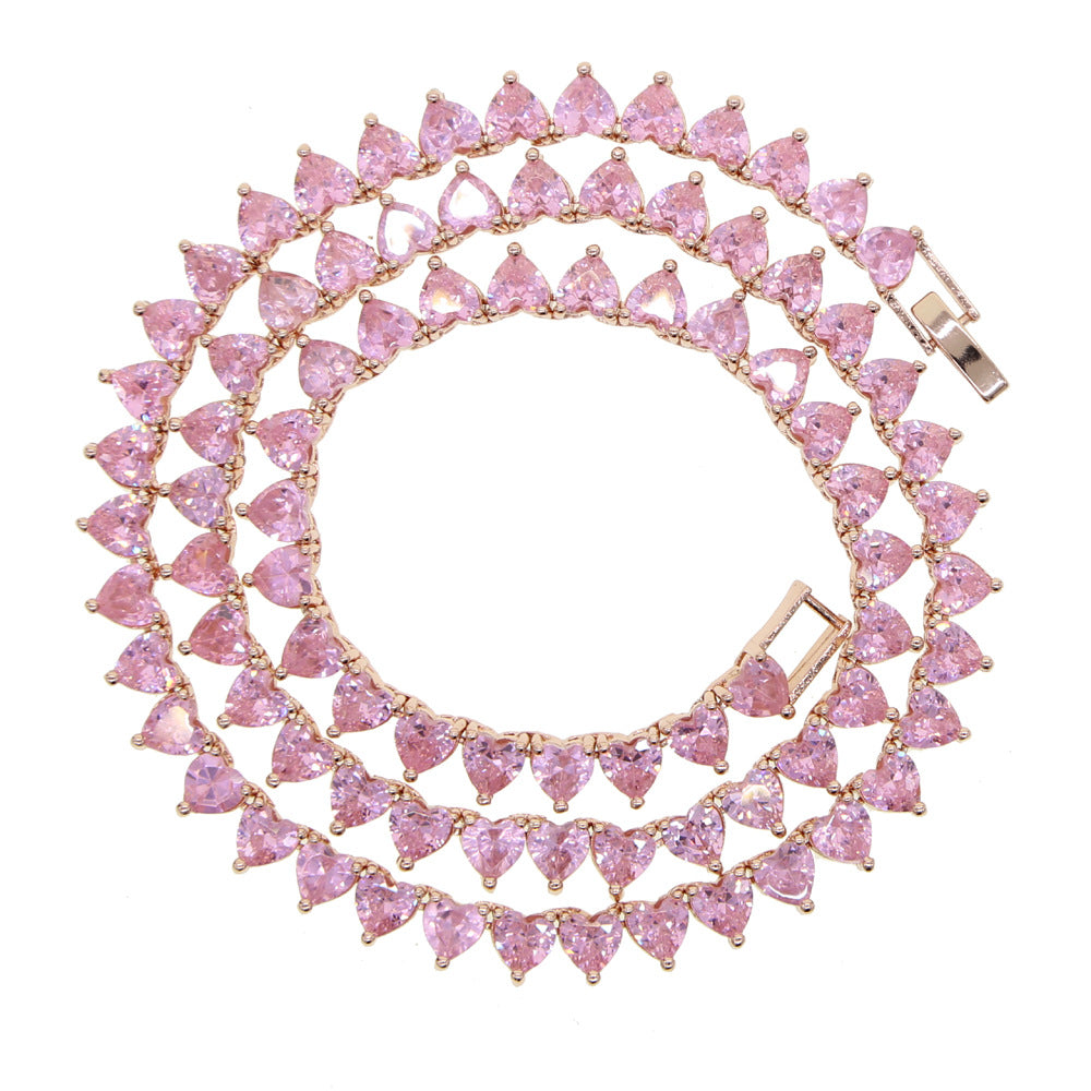 Hip Hop Heart-shaped Zircon Tennis Chain Rap Ornament photo 5