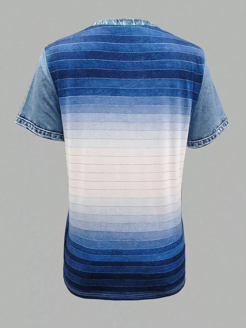 Denim Patchwork Short Sleeve Blouse (16)