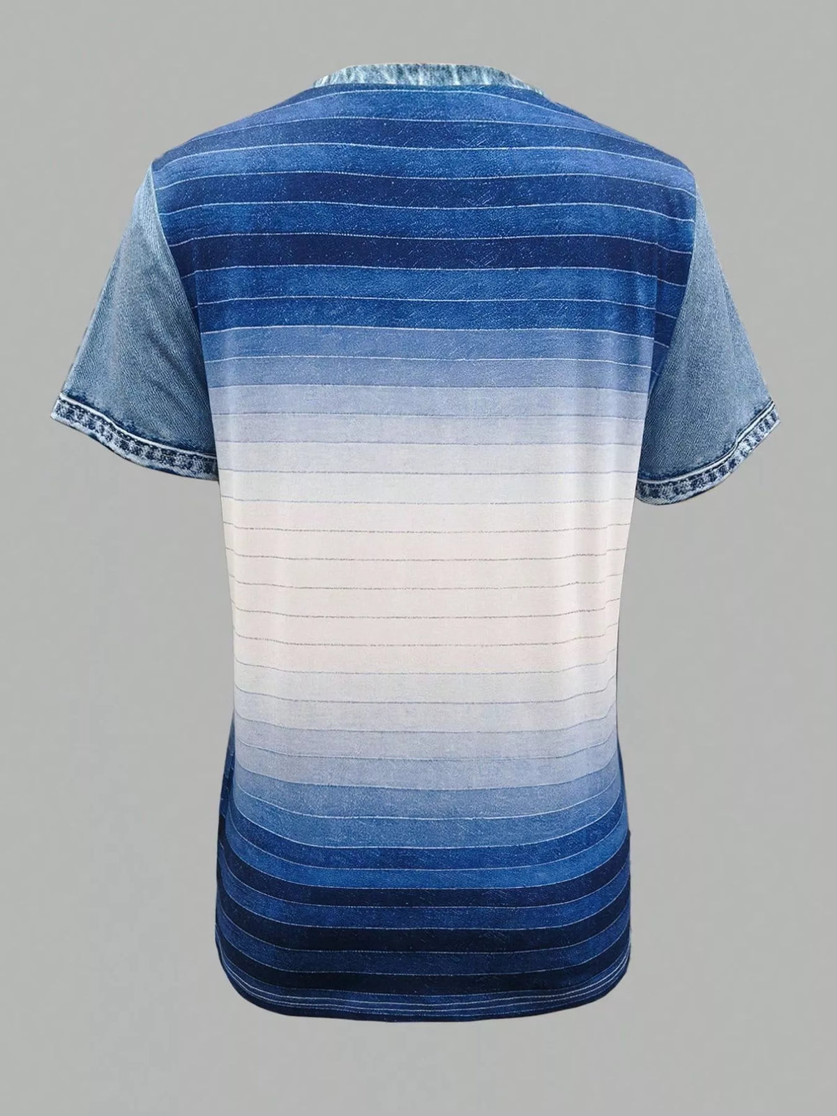 Denim Patchwork Short Sleeve Blouse (16)