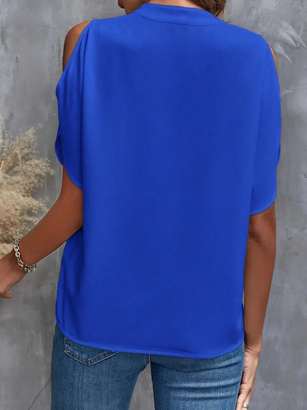 Notched Cold Shoulder Blouse (26)
