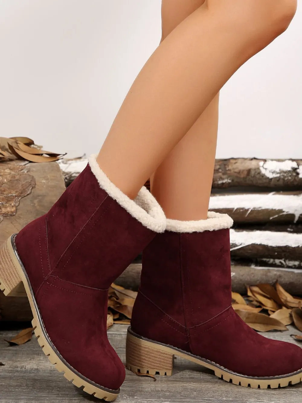 Thermal Fuzzy Block Heel Boots (22)
