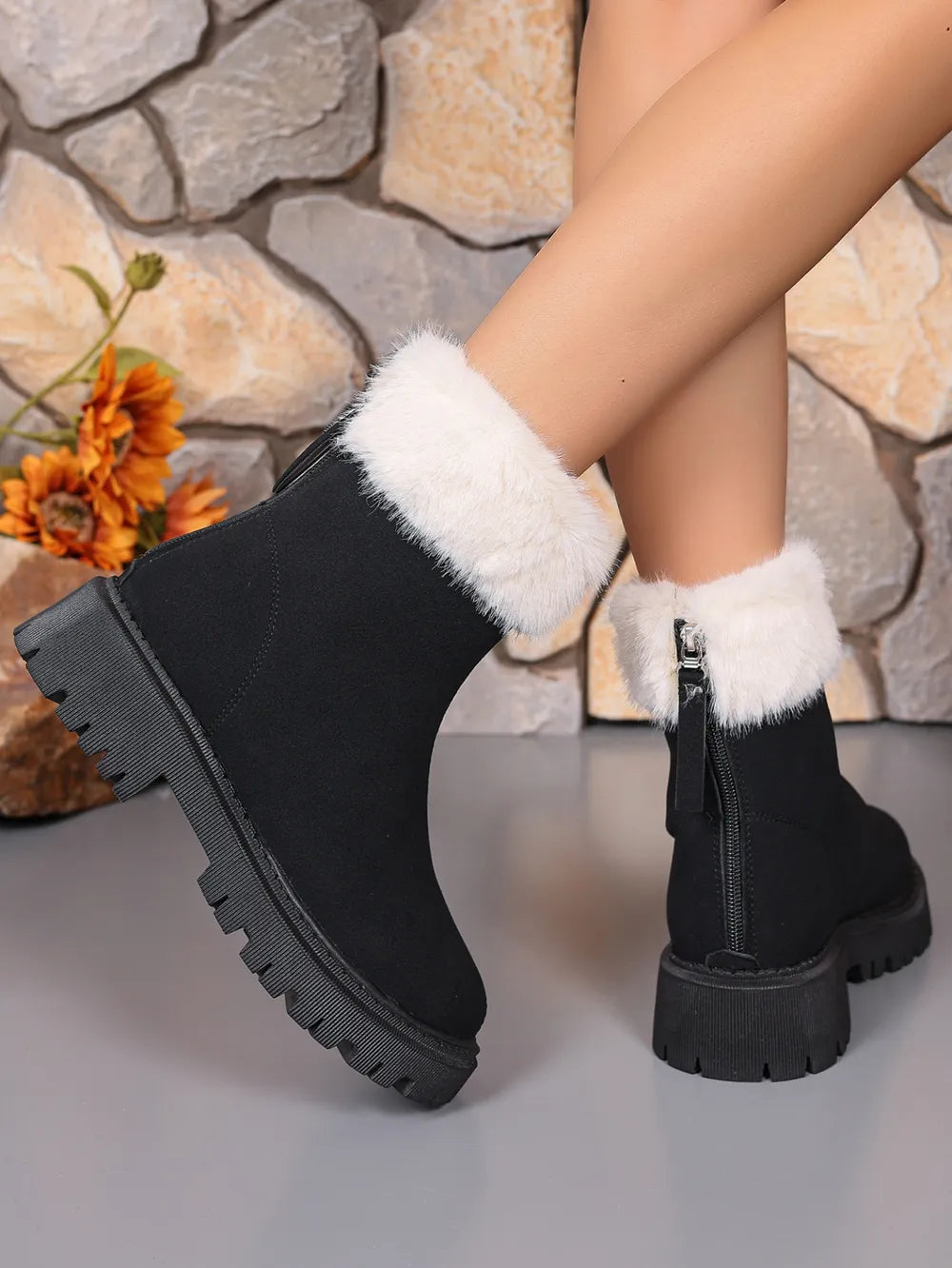 Faux Fur Trim Suede Platform Boots (5)