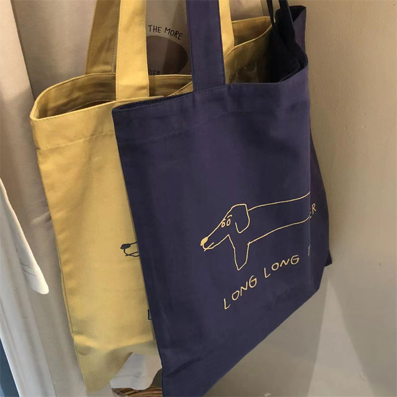 Dachshund Illustration Two-color Thin Canvas Bag photo 2