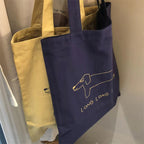 Dachshund Illustration Two-color Thin Canvas Bag photo 2