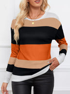 Leopard Block Striped Knit Top (7)