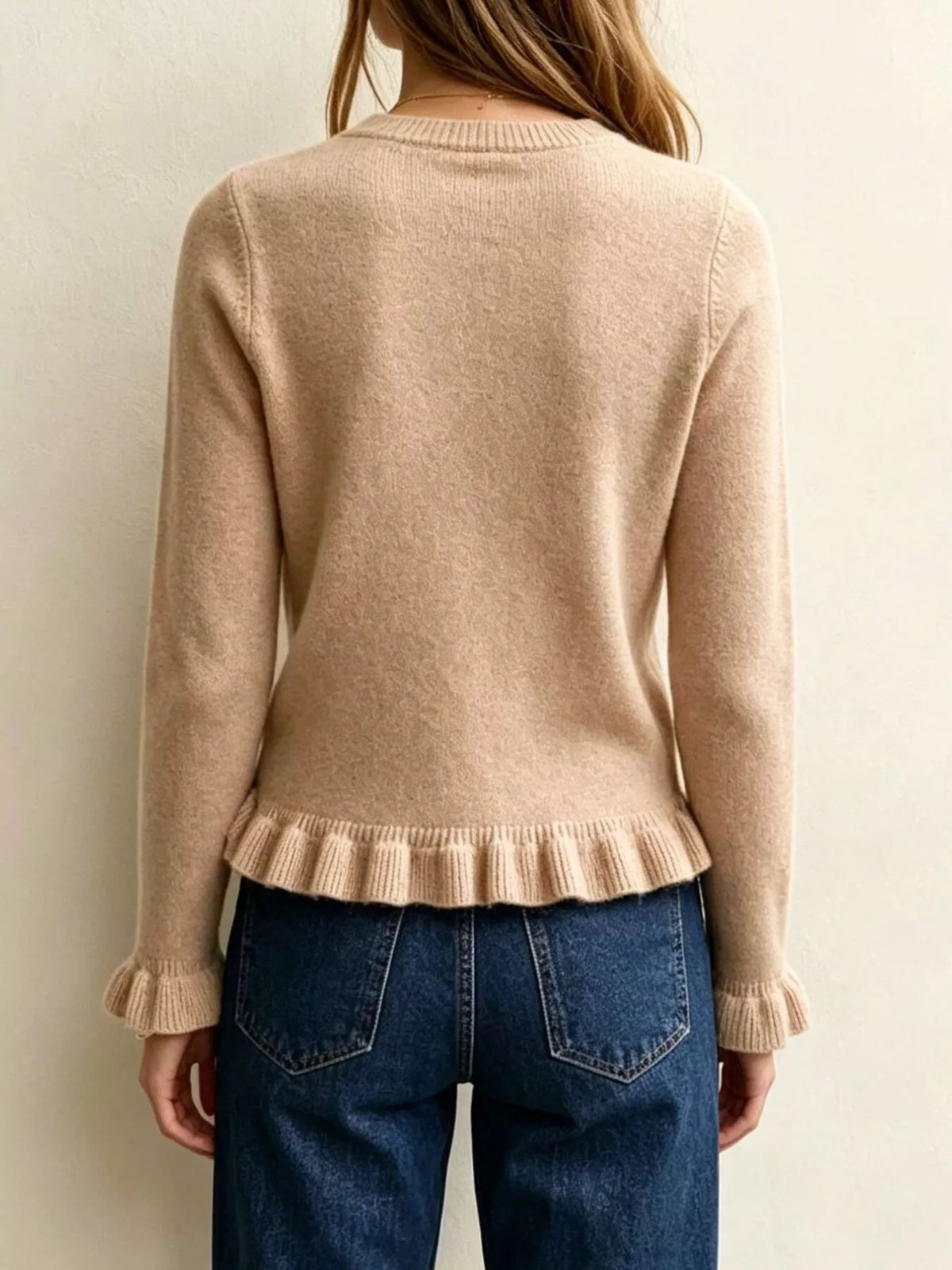 Ruffle-trimmed Crew Neck Sweater (7)